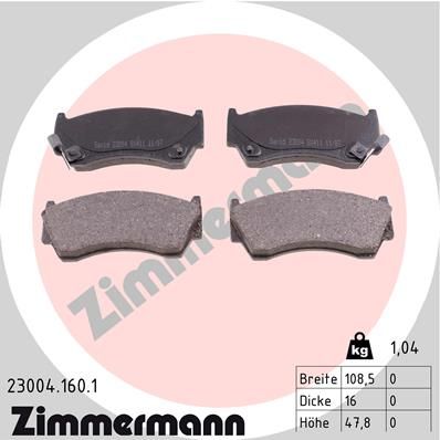 Brake Pad Set, disc brake ZIMMERMANN 23004.160.1