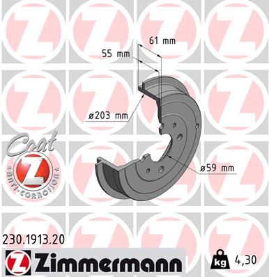 ZIMMERMANN 230.1913.20 Brake Drum