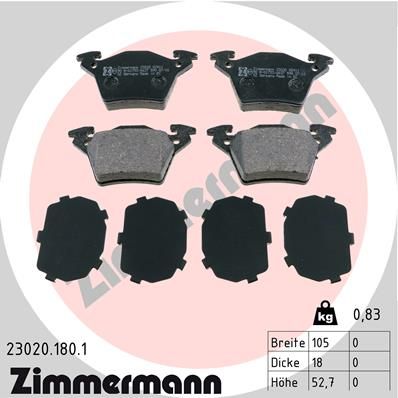 ZIMMERMANN 23020.180.1 Brake Pad Set, disc brake