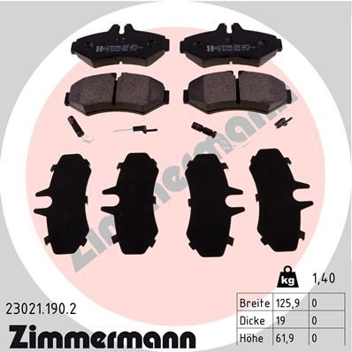 Brake Pad Set, disc brake ZIMMERMANN 23021.190.2