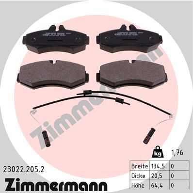 Brake Pad Set, disc brake ZIMMERMANN 23022.205.2