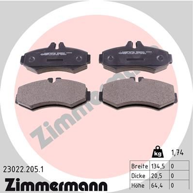 Brake Pad Set, disc brake ZIMMERMANN 23022.205.1
