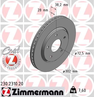 ZIMMERMANN 230.2310.20 Brake Disc