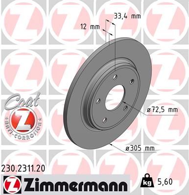Brake Disc ZIMMERMANN 230.2311.20