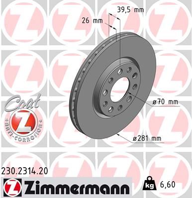ZIMMERMANN 230.2314.20 Brake Disc