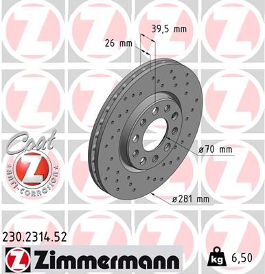Brake Disc ZIMMERMANN 230.2314.52