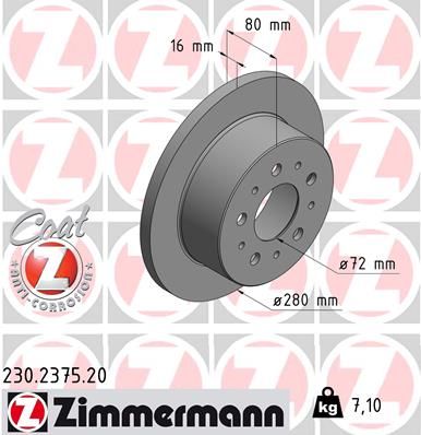ZIMMERMANN 230.2375.20 Brake Disc