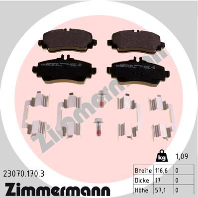 Brake Pad Set, disc brake ZIMMERMANN 23070.170.3