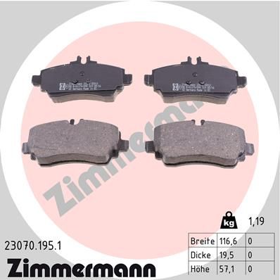 Brake Pad Set, disc brake ZIMMERMANN 23070.195.1