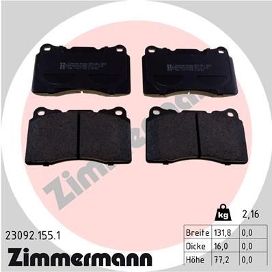 Brake Pad Set, disc brake ZIMMERMANN 23092.155.1