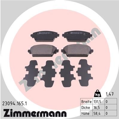 Brake Pad Set, disc brake ZIMMERMANN 23094.165.1
