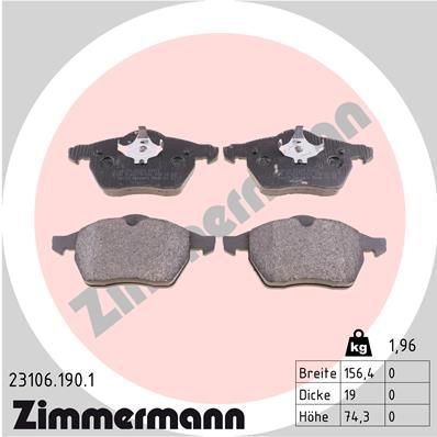ZIMMERMANN 23106.190.1 Brake Pad Set, disc brake