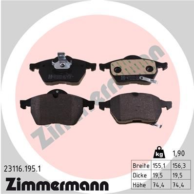 ZIMMERMANN 23116.195.1 Brake Pad Set, disc brake