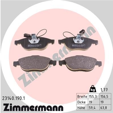 Brake Pad Set, disc brake ZIMMERMANN 23140.190.1