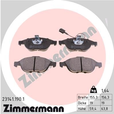 ZIMMERMANN 23141.190.1 Brake Pad Set, disc brake