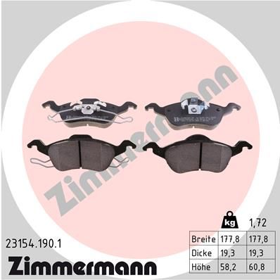 ZIMMERMANN 23154.190.1 Brake Pad Set, disc brake