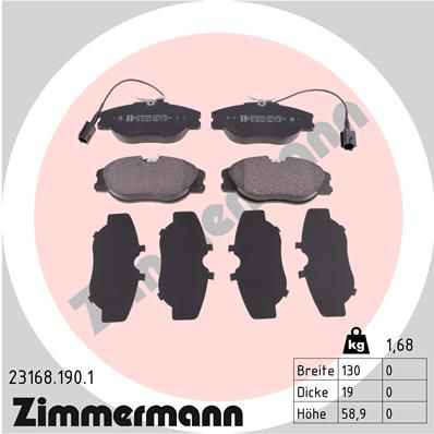 ZIMMERMANN 23168.190.1 Brake Pad Set, disc brake