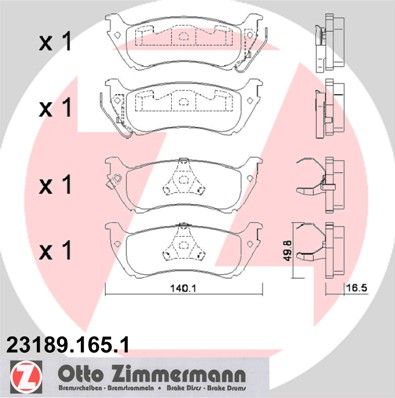 Brake Pad Set, disc brake ZIMMERMANN 23189.165.1