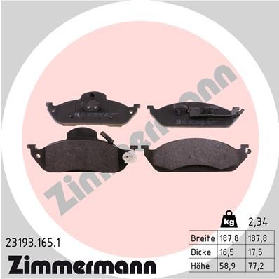 ZIMMERMANN 23193.165.1 Brake Pad Set, disc brake