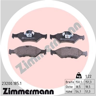 ZIMMERMANN 23200.185.1 Brake Pad Set, disc brake