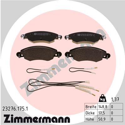 ZIMMERMANN 23276.175.1 Brake Pad Set, disc brake