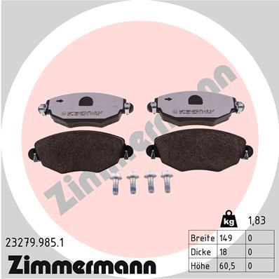 Brake Pad Set, disc brake ZIMMERMANN 23279.985.1