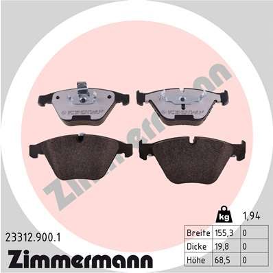 ZIMMERMANN 23312.900.1 Brake Pad Set, disc brake