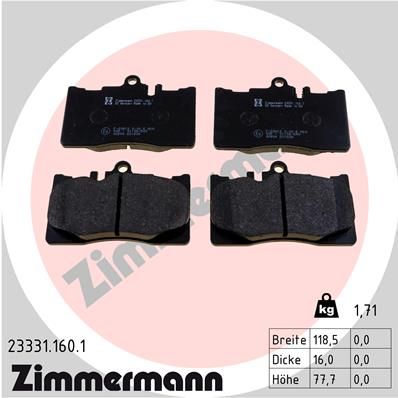 Brake Pad Set, disc brake ZIMMERMANN 23331.160.1