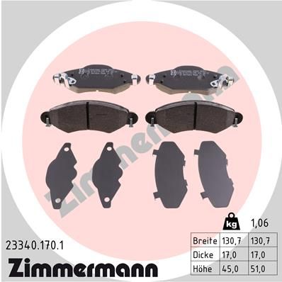 ZIMMERMANN 23340.170.1 Brake Pad Set, disc brake