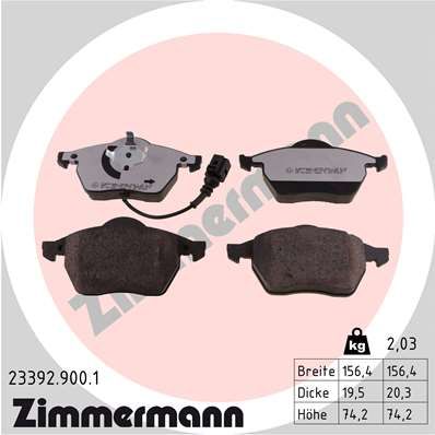 ZIMMERMANN 23392.900.1 Brake Pad Set, disc brake