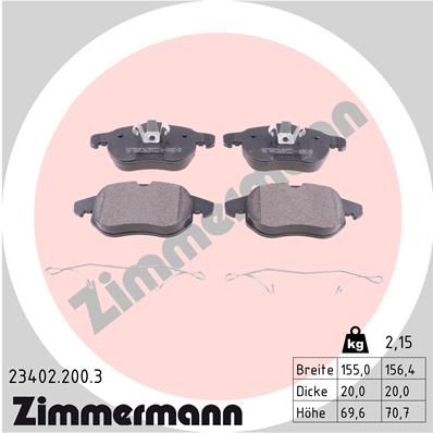 Brake Pad Set, disc brake ZIMMERMANN 23402.200.3