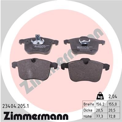 ZIMMERMANN 23404.205.1 Brake Pad Set, disc brake