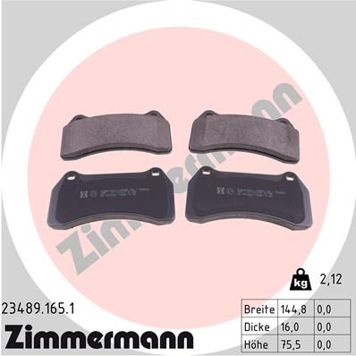 Brake Pad Set, disc brake ZIMMERMANN 23489.165.1