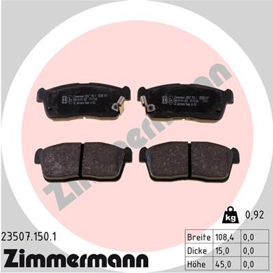 Brake Pad Set, disc brake ZIMMERMANN 23507.150.1
