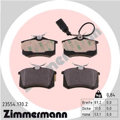 ZIMMERMANN 23554.170.2 Brake Pad Set, disc brake