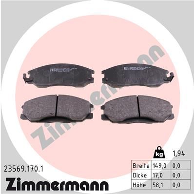 ZIMMERMANN 23569.170.1 Brake Pad Set, disc brake