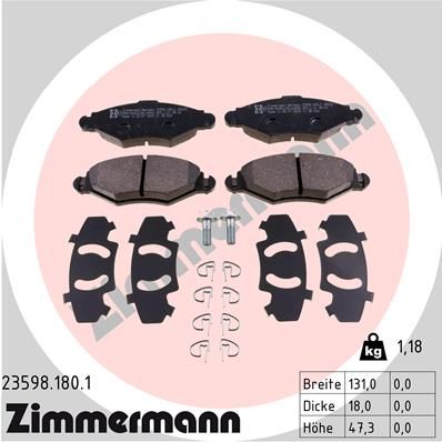 ZIMMERMANN 23598.180.1 Brake Pad Set, disc brake