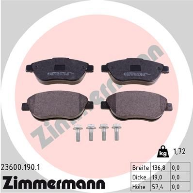 Brake Pad Set, disc brake ZIMMERMANN 23600.190.1