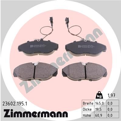 ZIMMERMANN 23602.195.1 Brake Pad Set, disc brake