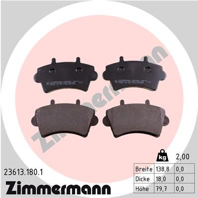 ZIMMERMANN 23613.180.1 Brake Pad Set, disc brake