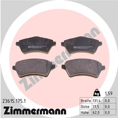 ZIMMERMANN 23615.175.1 Brake Pad Set, disc brake