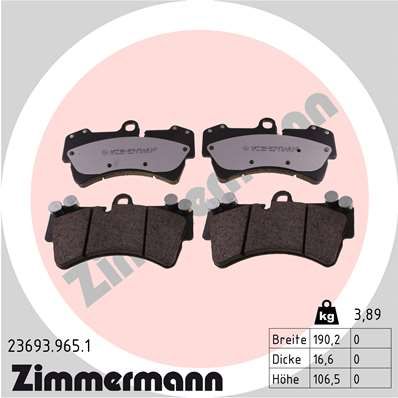 ZIMMERMANN 23693.965.1 Brake Pad Set, disc brake