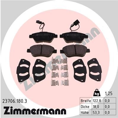 ZIMMERMANN 23706.180.3 Brake Pad Set, disc brake