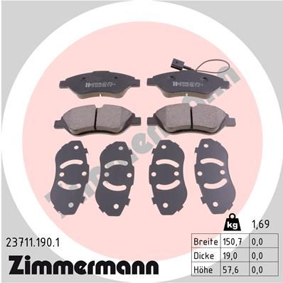 ZIMMERMANN 23711.190.1 Brake Pad Set, disc brake