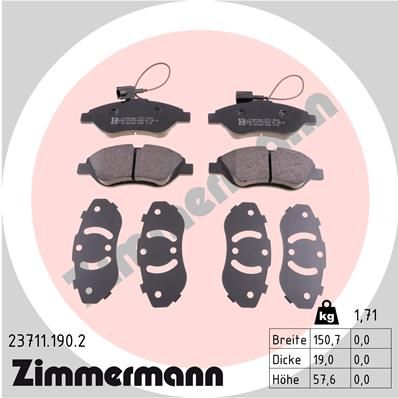 ZIMMERMANN 23711.190.2 Brake Pad Set, disc brake
