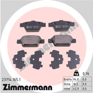 ZIMMERMANN 23714.165.1 Brake Pad Set, disc brake