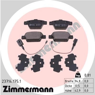 ZIMMERMANN 23714.175.1 Brake Pad Set, disc brake