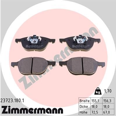 ZIMMERMANN 23723.180.1 Brake Pad Set, disc brake