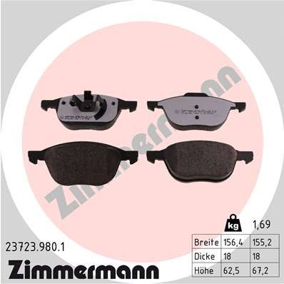 ZIMMERMANN 23723.980.1 Brake Pad Set, disc brake
