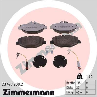 ZIMMERMANN 23743.900.2 Brake Pad Set, disc brake